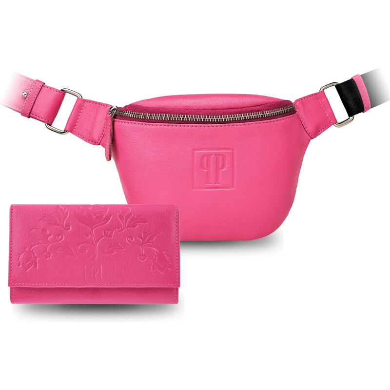 Paolo Peruzzi Dámska kožená ľadvinka a peňaženka ZUP-105-PI | ružová 51237641