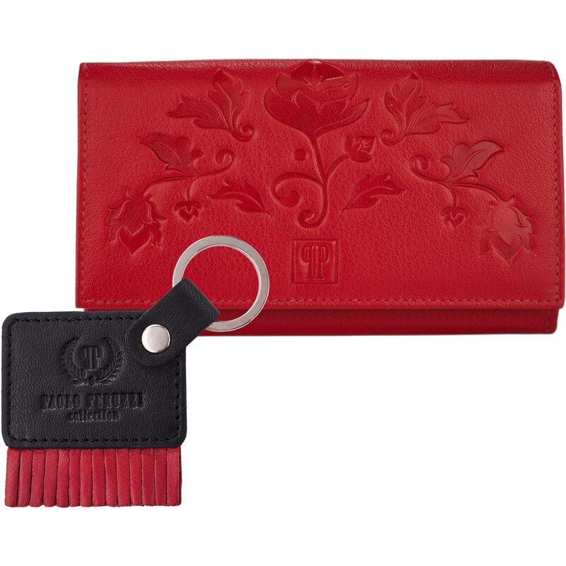Paolo Peruzzi Kožená peňaženka a kľúčenka ZUP-107-RD | červená ZUP-107 67329597