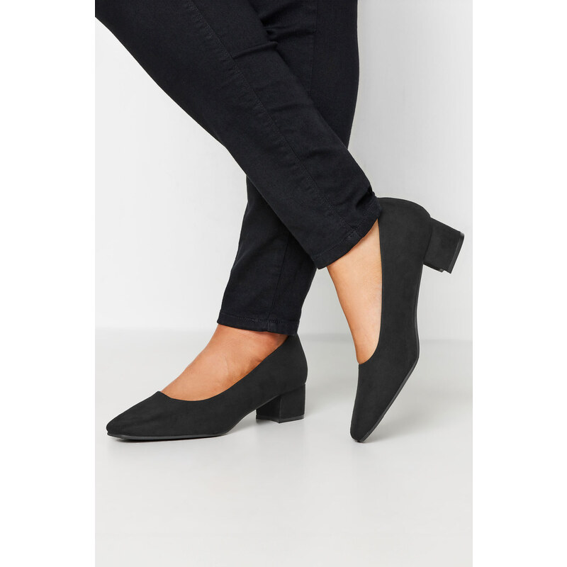 (veľ. 41/42) Lodičky z eko semišu so širokým podpätkom čierne 51238107