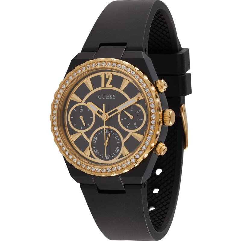 GUESS Analógové hodinky zlatá / čierna / priehľadná 54349880