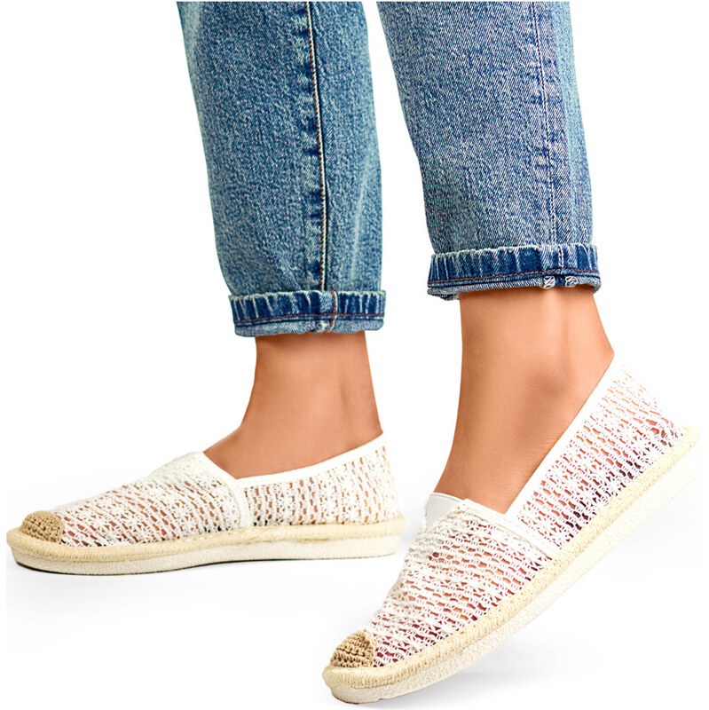 primohurt Biele sieťované espadrilky vzdušné dámske espadrilky 58355812