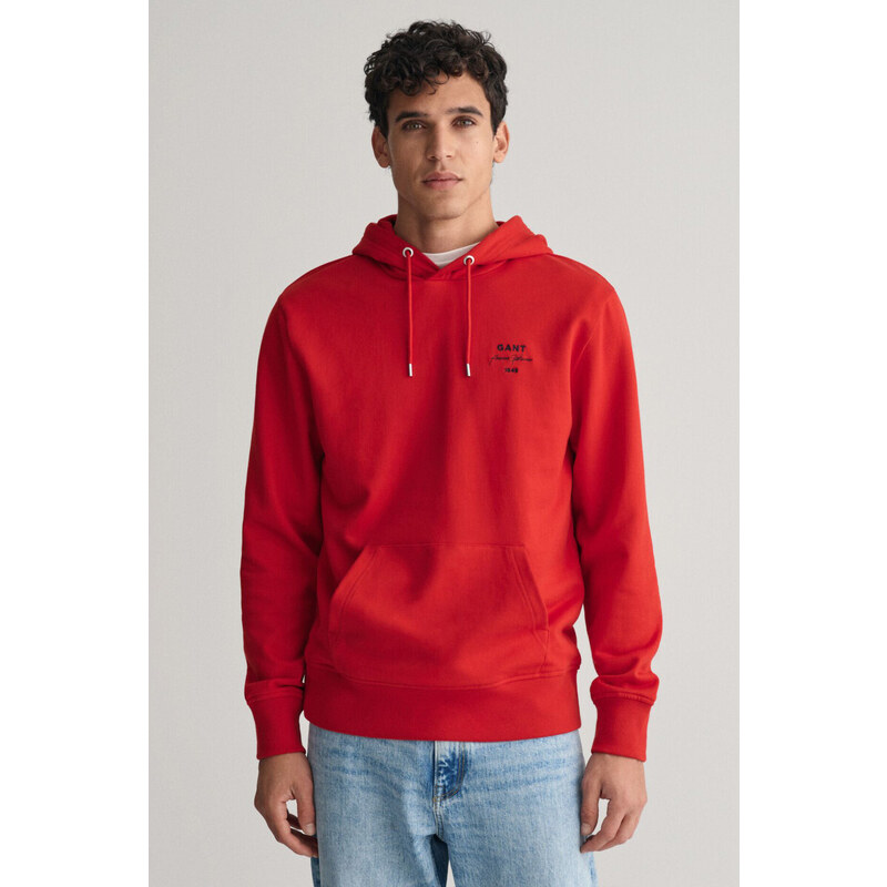 MIKINA GANT LOGO SCRIPT HOODIE RUBY RED 48836893