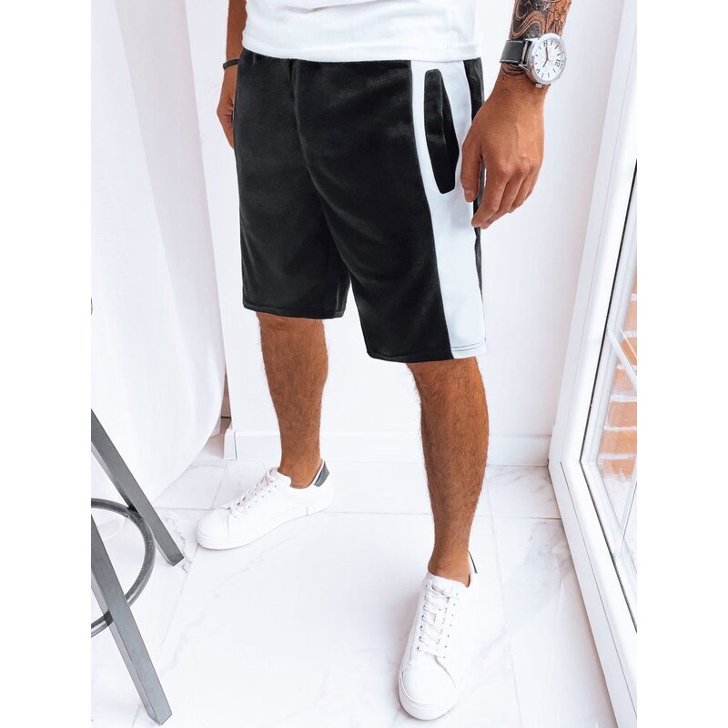 Dstreet Pohodlné čierne kraťasy s pásmi po bokoch 51290209