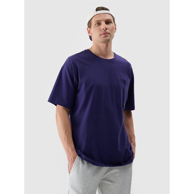 4F Unisex oversize tričko bez potlače - tmavomodré