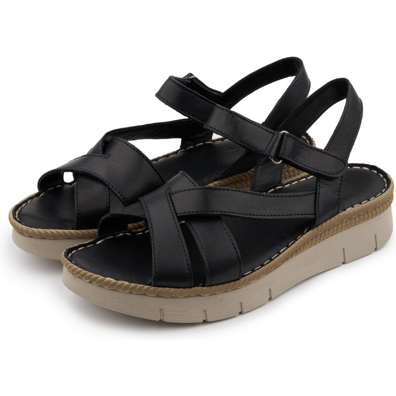 Vlnka Dámske kožené sandále Apolena čierna veľkosti obuvi - dospelí 42 52495852