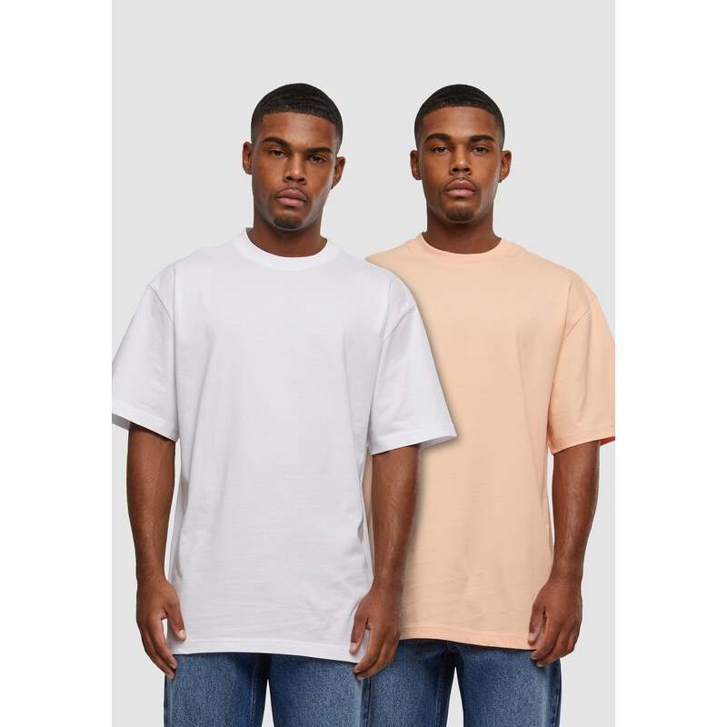 Urban Classics Mens T-shirts UC Tall Tee 2-Pack - orange+white 50561944