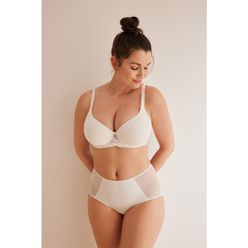 womensecret Biele nohavičky s vysokým pásom 51419078