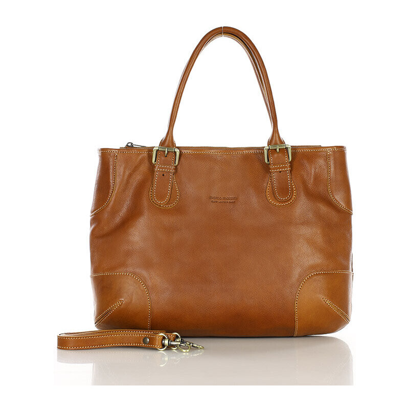 MARCO MAZZINI Klasická kožená kabelka do ruky | camel 419a 51420745