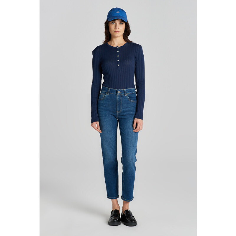 DŽÍNSY GANT CROPPED SLIM JEANS DARK BLUE BROKEN IN 55857028