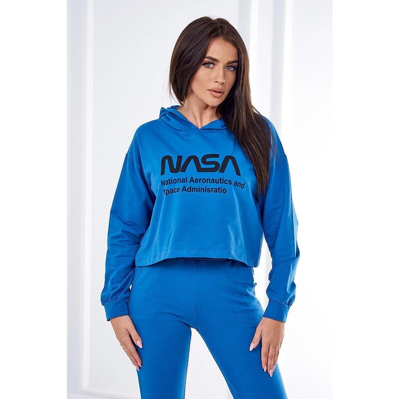 MladaModa Tepláková súprava s nápisom NASA farba džínsová