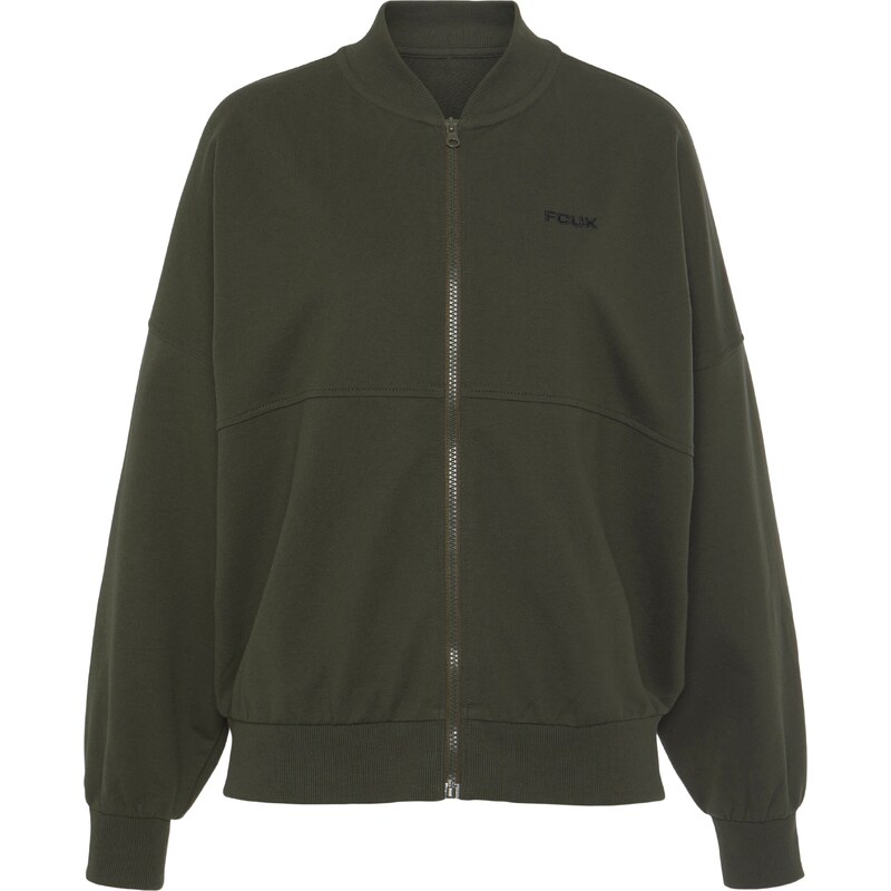 FCUK Tepláková bunda kaki / čierna 54351618