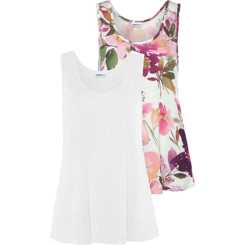 BEACH TIME Top zmiešané farby / biela 64293416