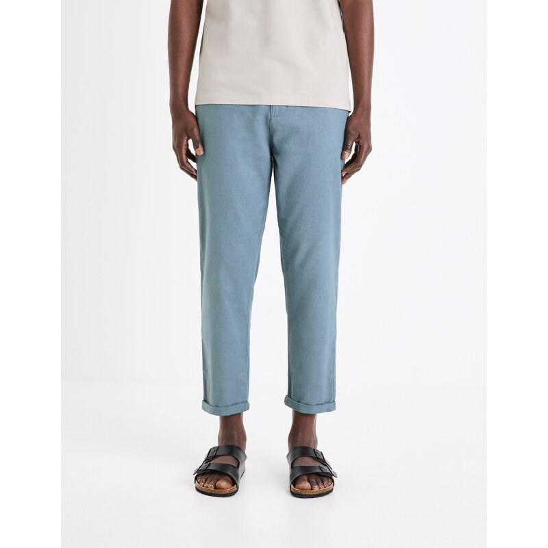 Modré pánske nohavice s prímesou ľanu Celio Dolinco 52384540