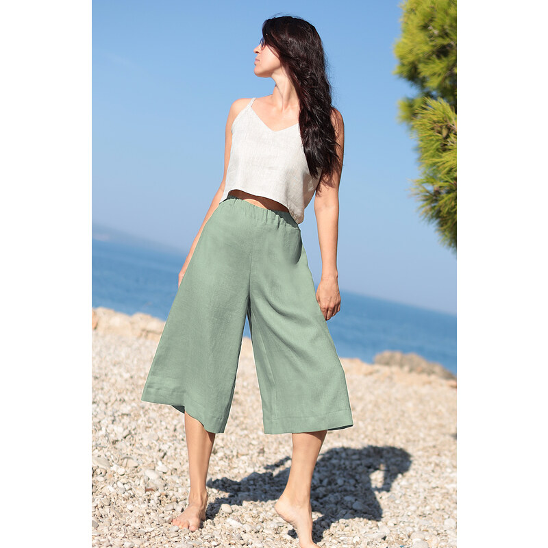 Lotika Dámske trojštvrťové nohavice zo 100% lanu 51455706