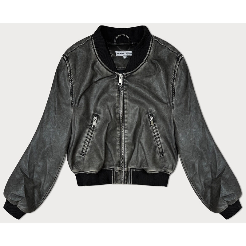 NEW COLLECTION Šedá bunda bomber z ekokože (TT042) 51477125