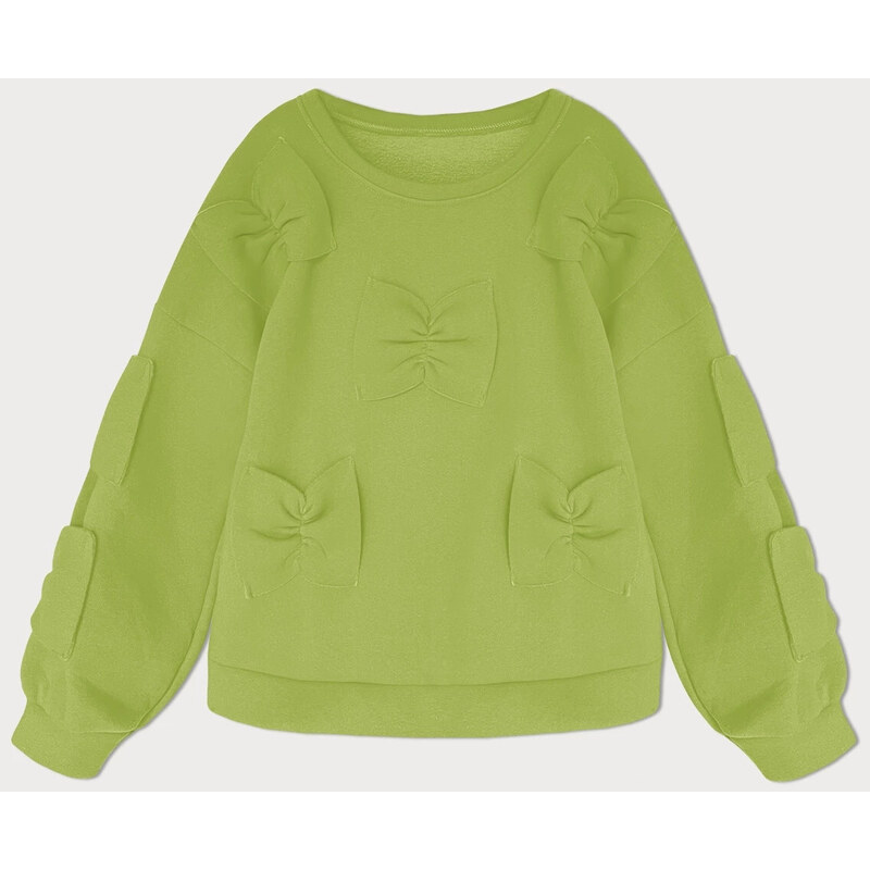 MADE IN ITALY Dámska teplá mikina s mašľami limetkovo zelená (23999) 51477177