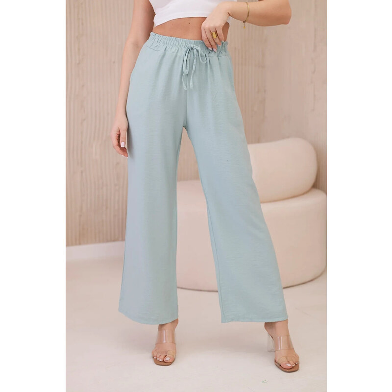 K-Fashion Viskózové nohavice so širokými nohavicami tmavej mentolovej 58197966