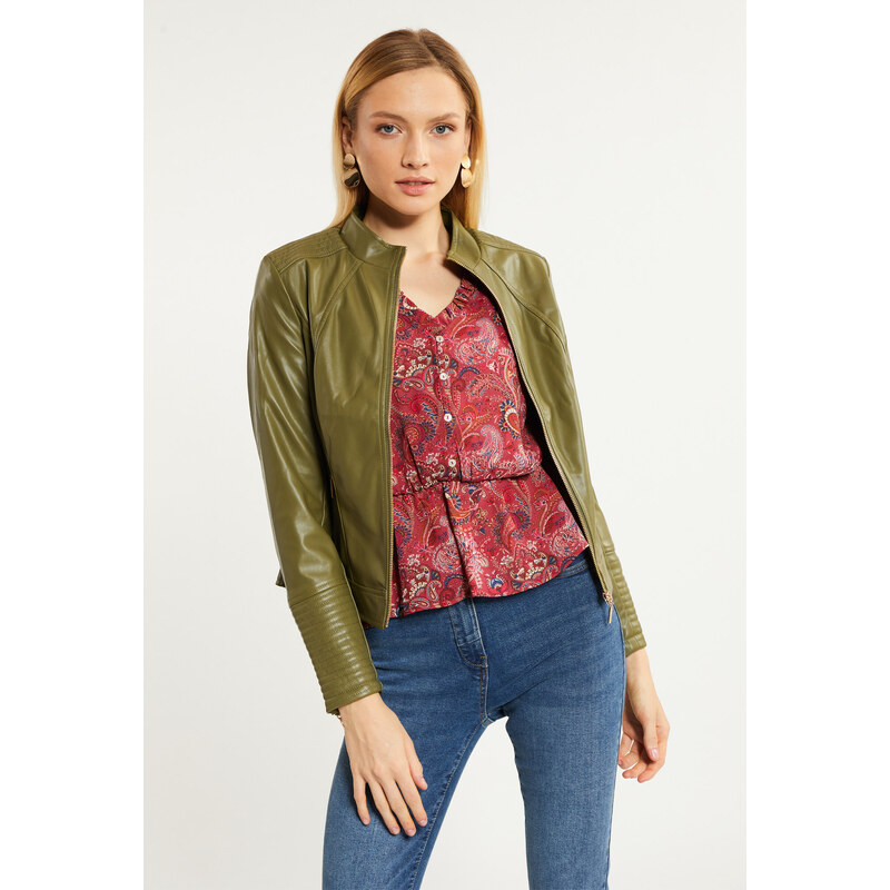 Monnari Dámska kožená bunda JACK200-007 zelená - Monari 51500691