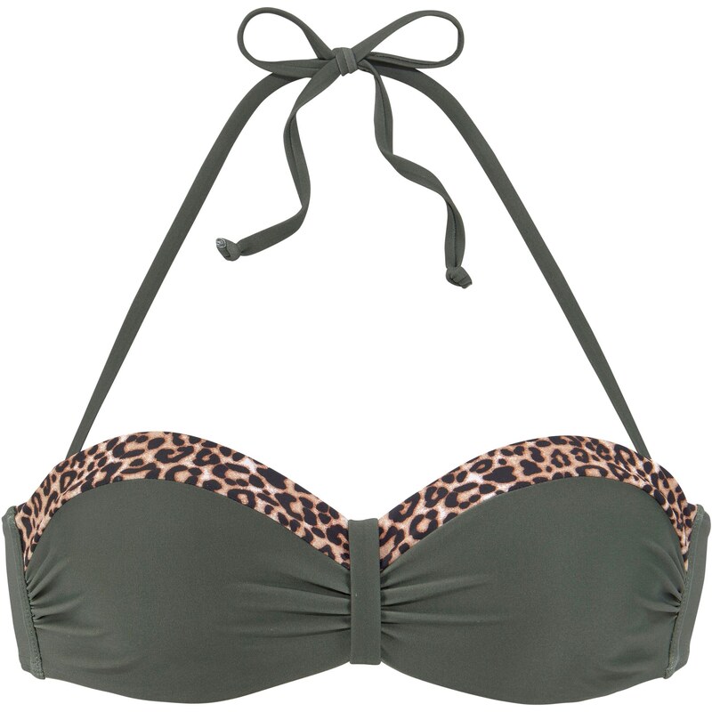 LASCANA Bikinový top béžová / zlatá / tmavozelená / čierna 54274059