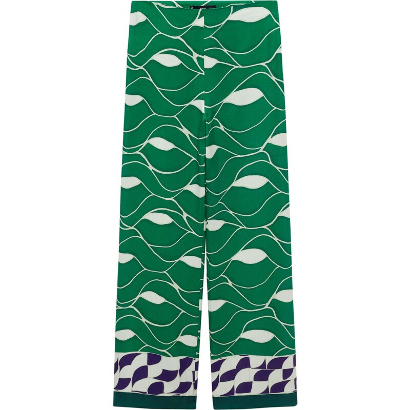 MANGO Nohavice Larson zelená / tmavozelená / tmavofialová / biela 54330230