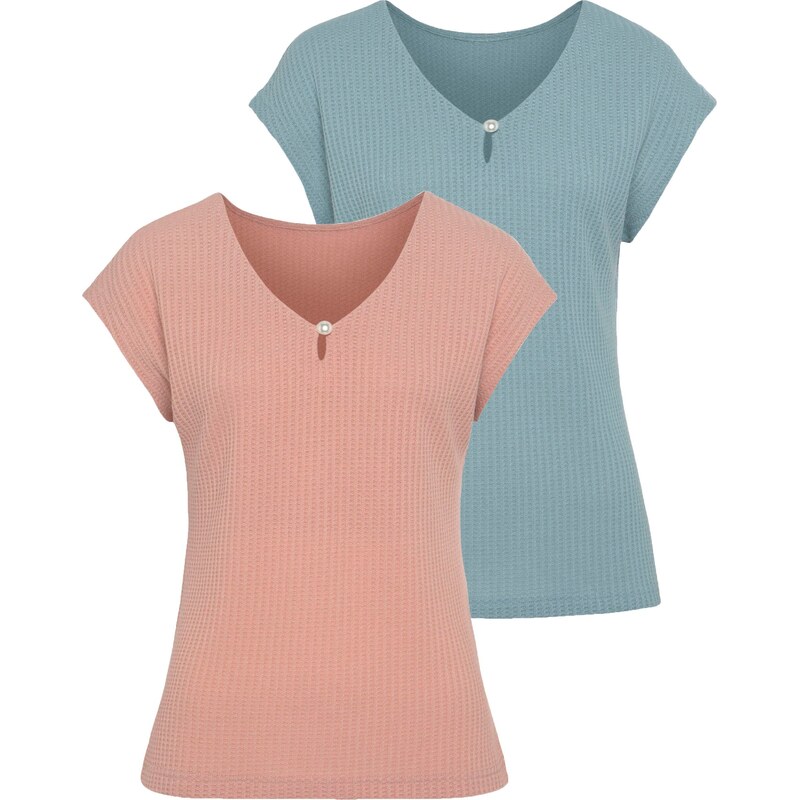 LASCANA Tričko modrá / staroružová 62961064