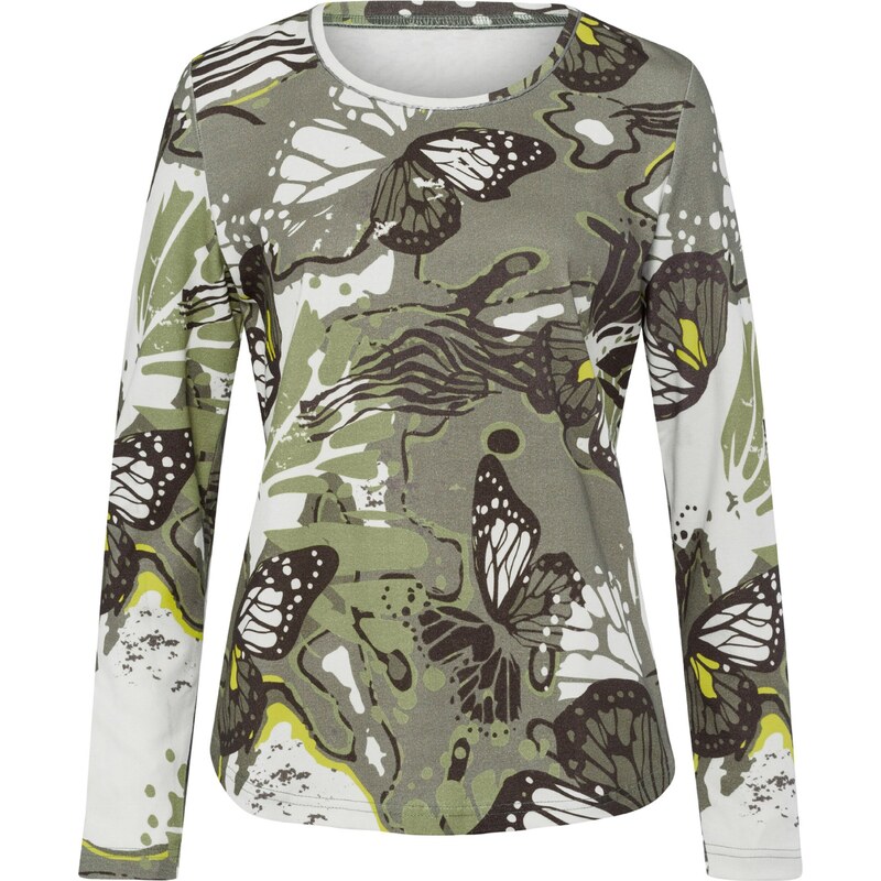 heine Tričko tmavohnedá / žltá / kaki / biela 54340972