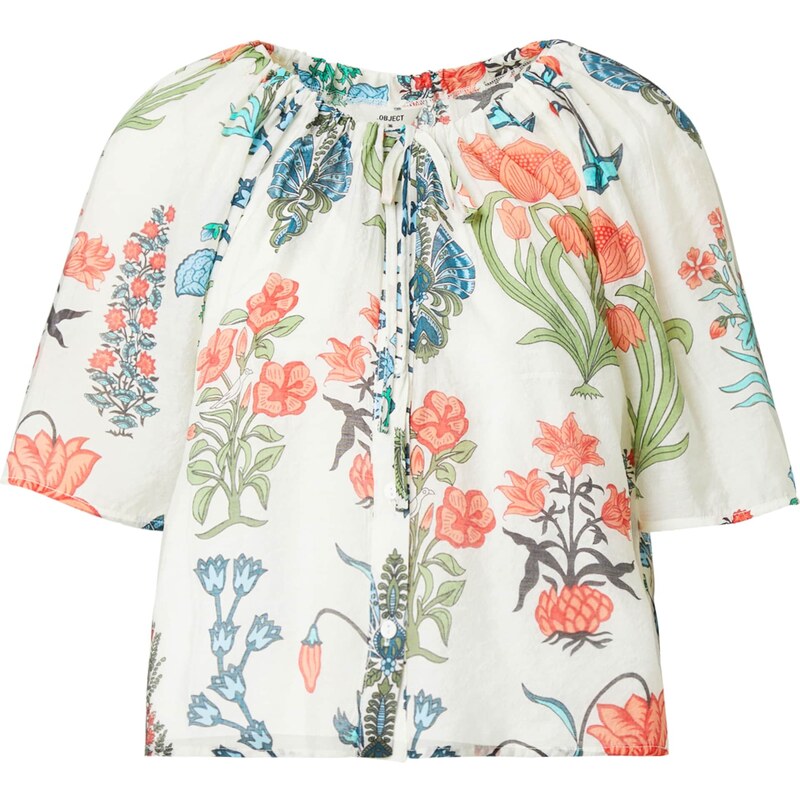 OBJECT Blúzka HELGA krémová / modrá / zelená / lososová 54353328