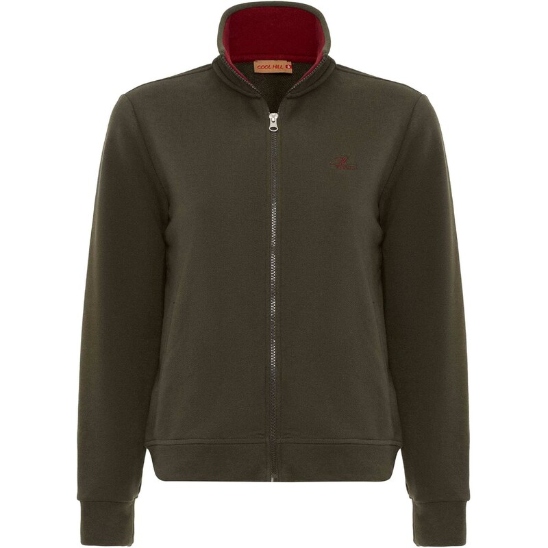 Cool Hill Tepláková bunda olivová / červená 54348520