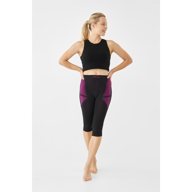 Dámske 3/4 termo legíny Viking ETNA čierna/ružová 36578835