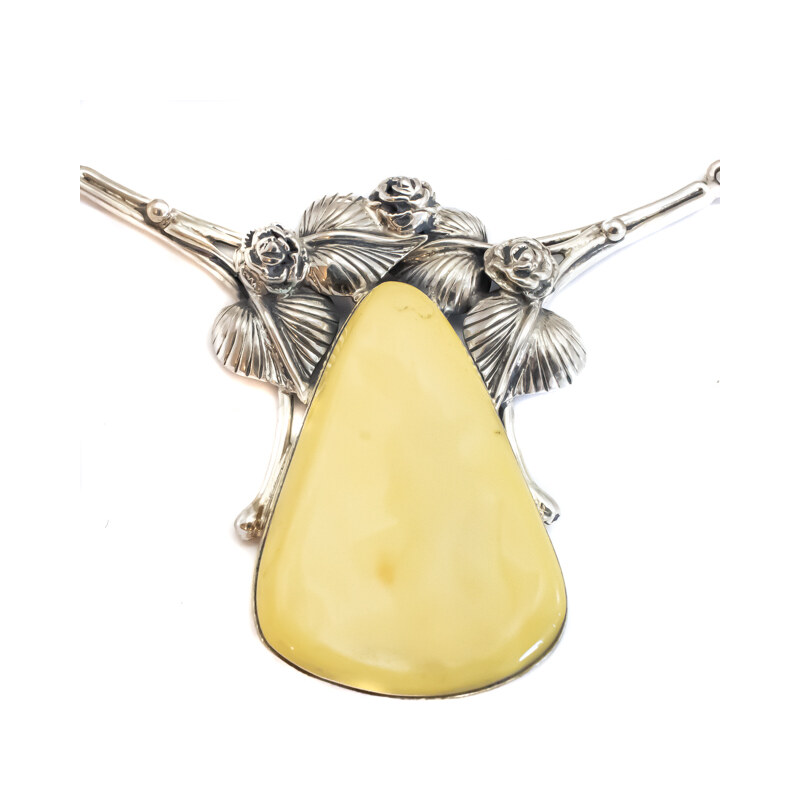 Glare Strieborný jantárový náhrdelník 20 51007822