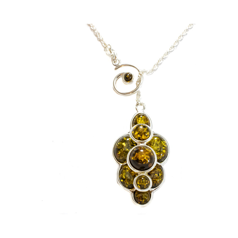 Glare Strieborný jantárový náhrdelník 22 51007821