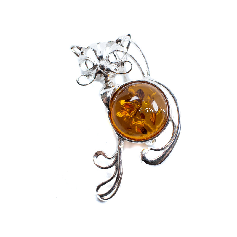 Strieborná jantárová brošňa Glare 25 51007828