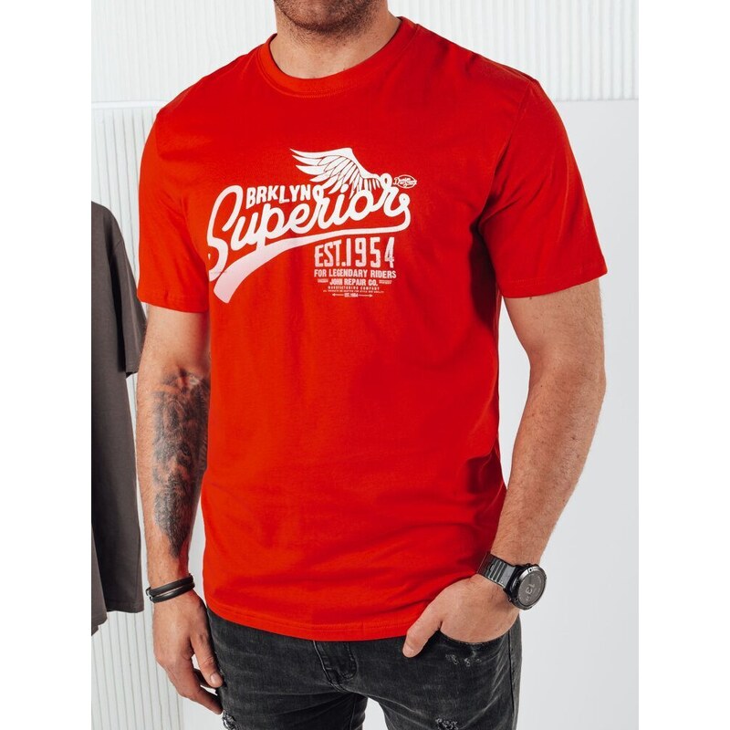 Dstreet Originálne červené tričko s popisom 51557009