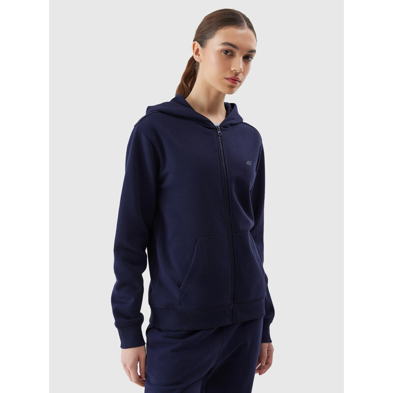 Womens Sweatshirt Zipped Up Hoodie 4F - Navy Blue 51563898