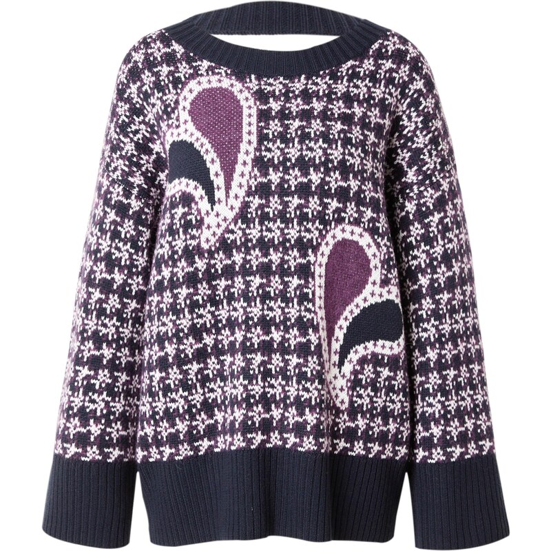 BOSS Sveter Falone námornícka modrá / farba lesného ovocia / biela 54354969