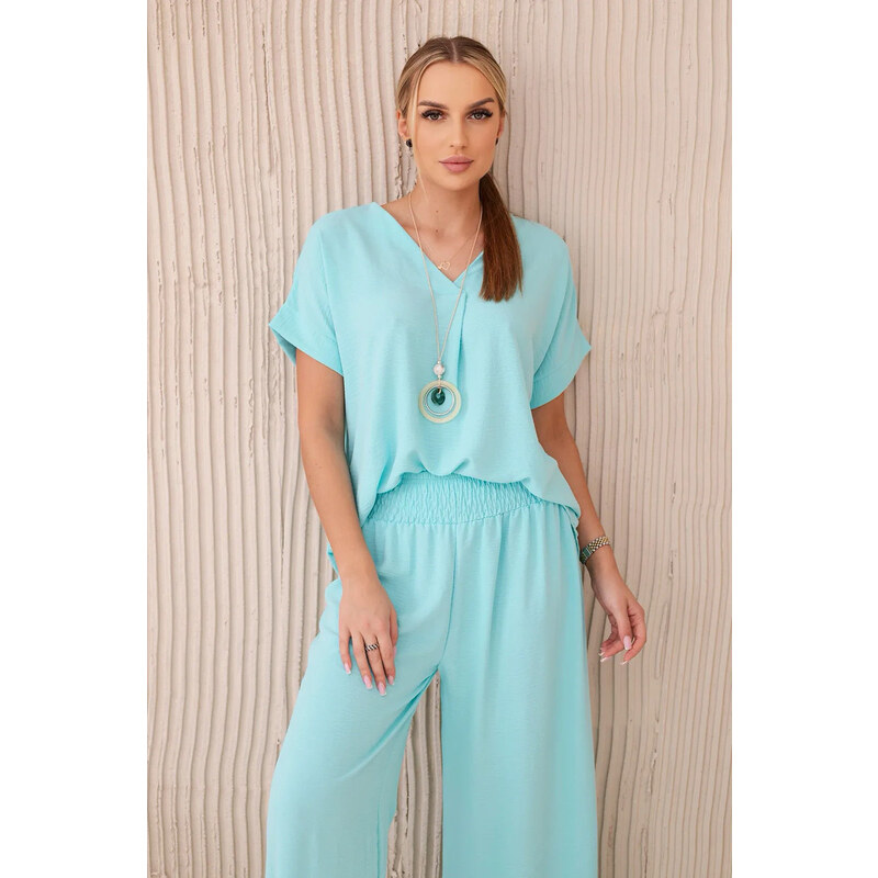 Fashionweek Talianska súprava blúzka a nohavice s náhrdelníkom K6433 52026895