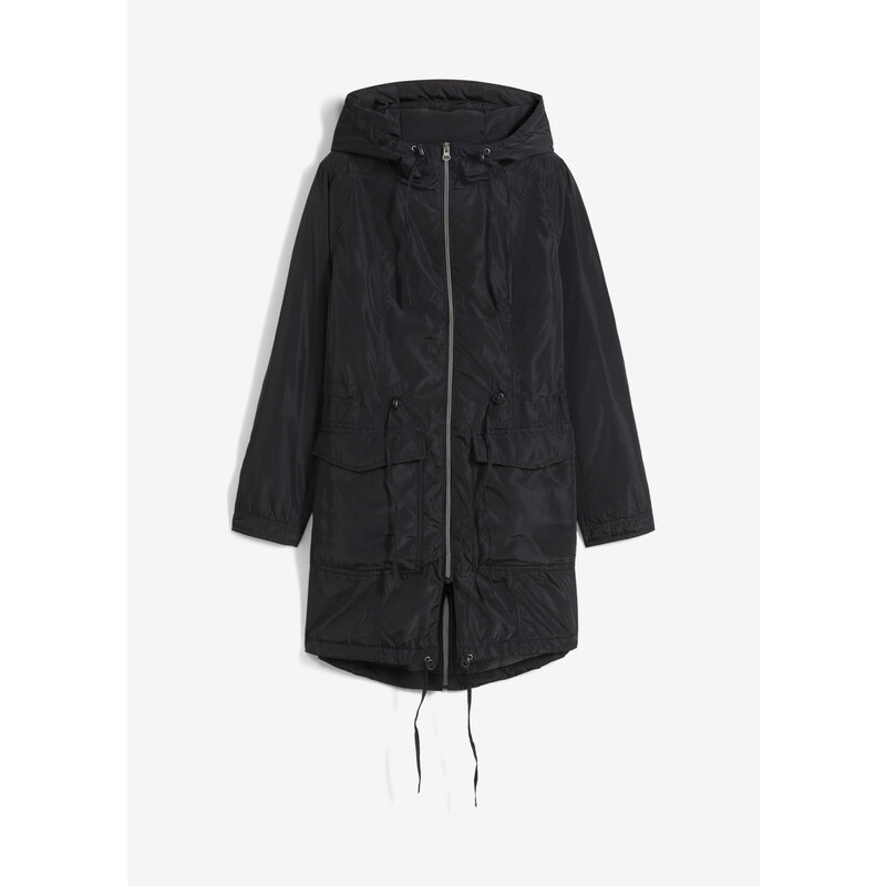 bonprix Ľahko vatovaný kabát so šnúrkou, farba čierna 44799036