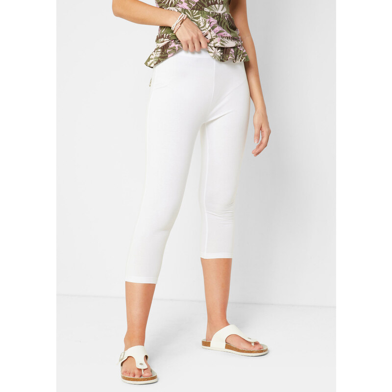 bonprix Capri legíny s pohodlným pásom, farba biela 52158009