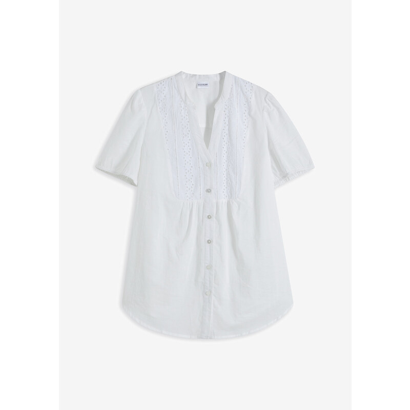 bonprix Blúzka s dierkovanou výšivkou, farba biela 52158903