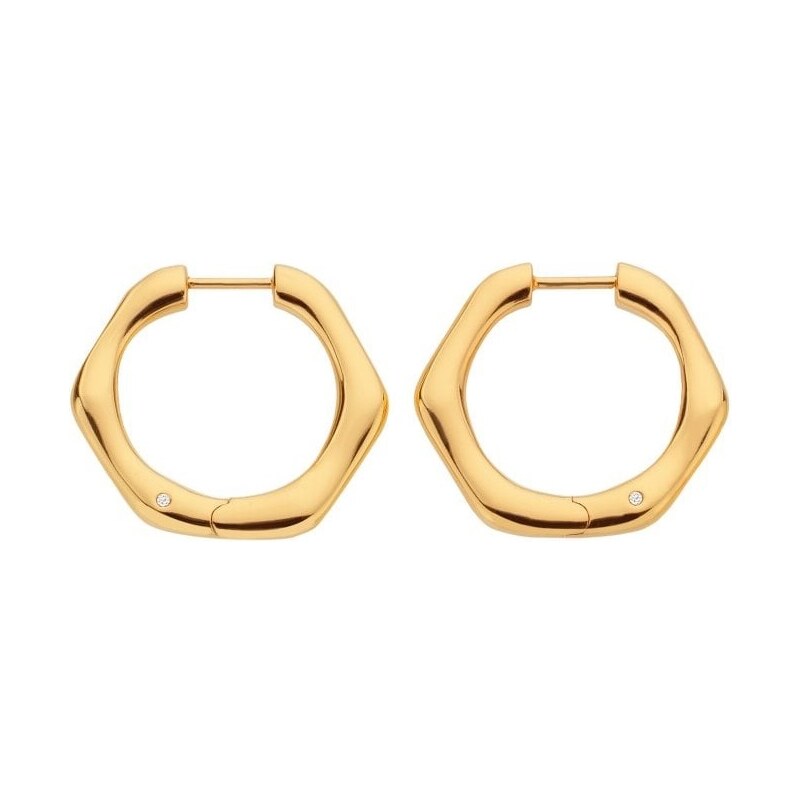 Hot Diamonds Minimalistické pozlátené náušnice kruhy s diamantmi Jac 66595137