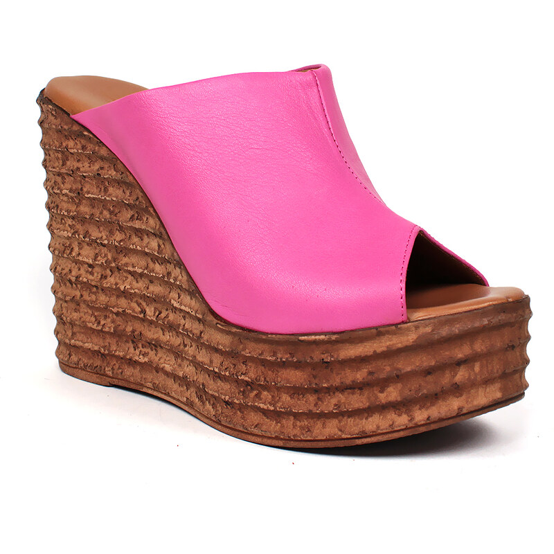 Secretshoes Kožené šľapky na platforme 52169821