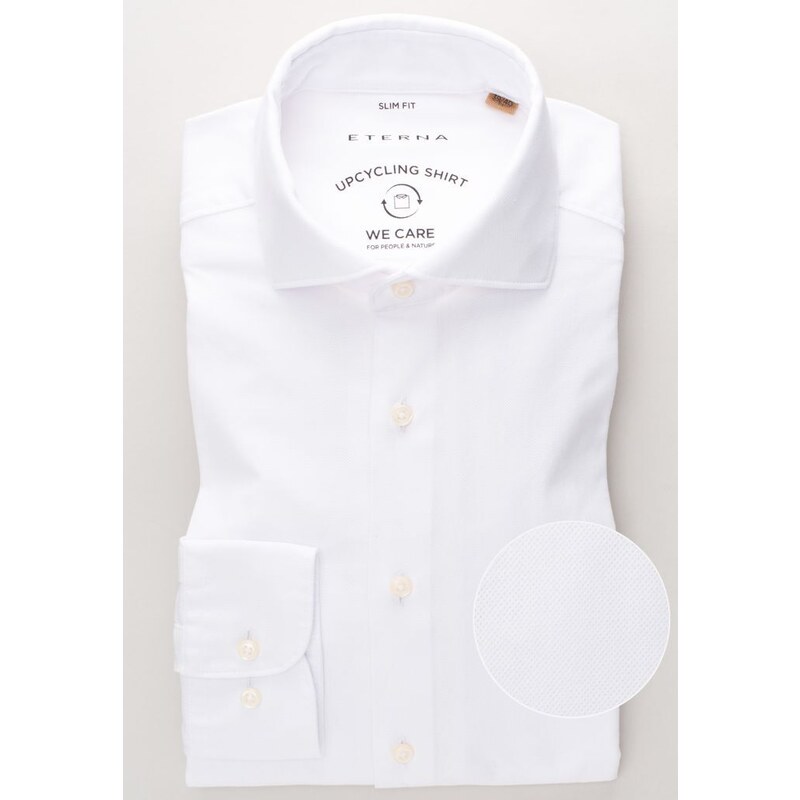 Pánska biela košeľa z prírodných vlákien Recycling ETERNA, slim fit 52170073