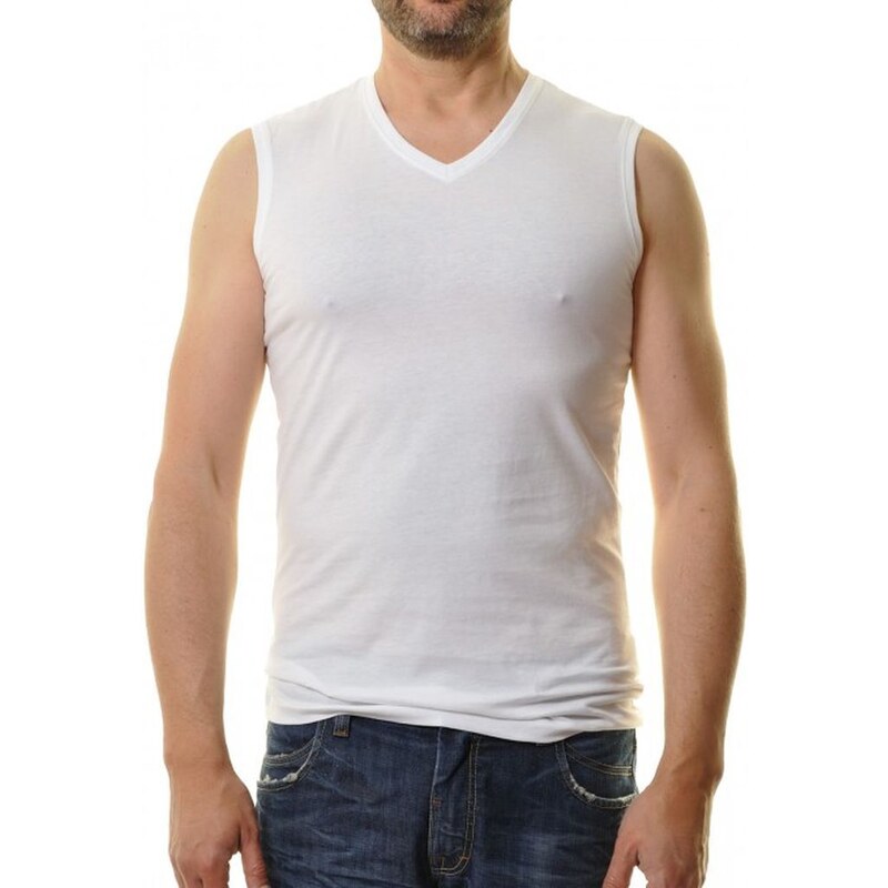 Pánske biele tielko pod košeľu s V výstrihom RAGMAN body fit (2ks) 52170006