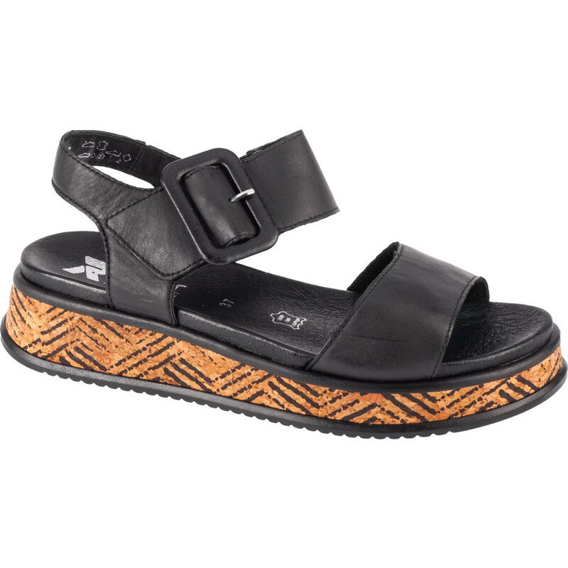 Čierne dámske kožené sandále na platforme Rieker Sandals W0800-00 52672874