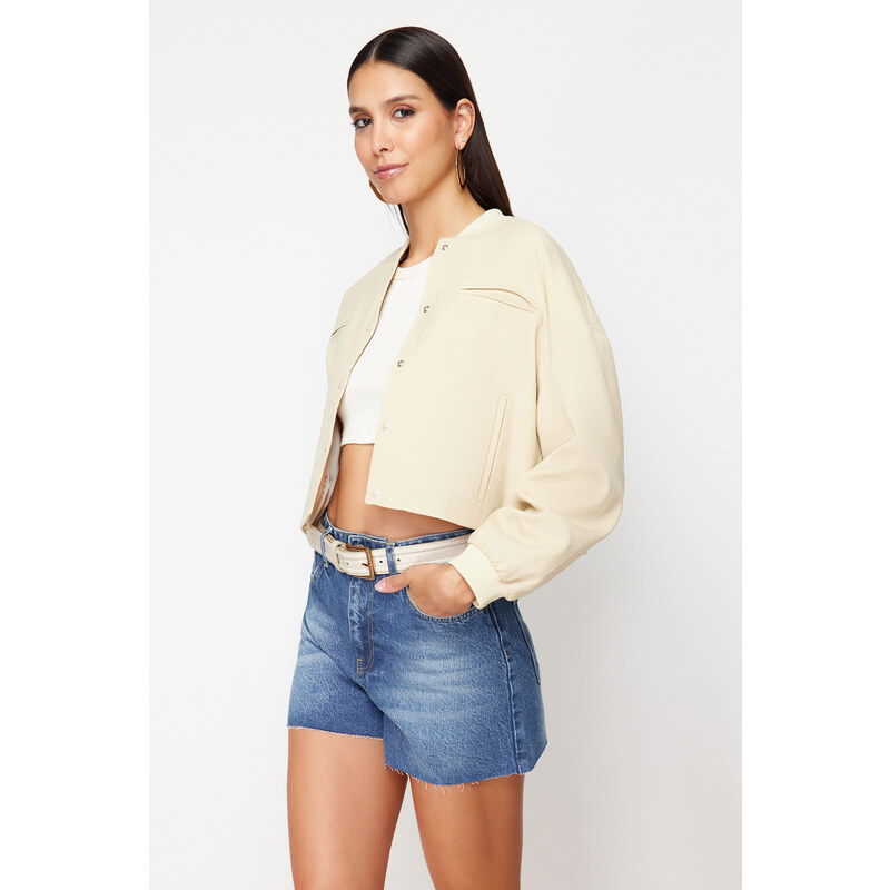 Trendyol Dark Blue High Waist Denim Shorts 53195699
