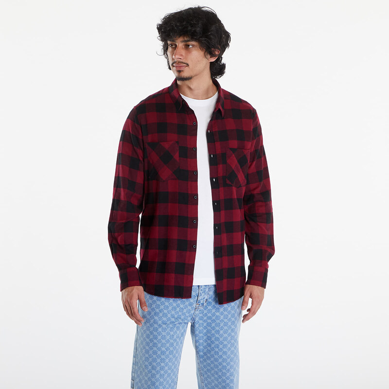 Košeľa Urban Classics Checked Flanell Shirt Black/ Burgundy M 47100625