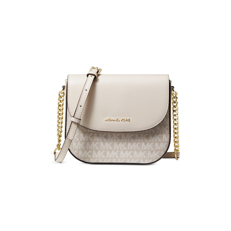 Michael Kors Jacquard Signature Dome Crossbody Natural Cream Gold 63717779