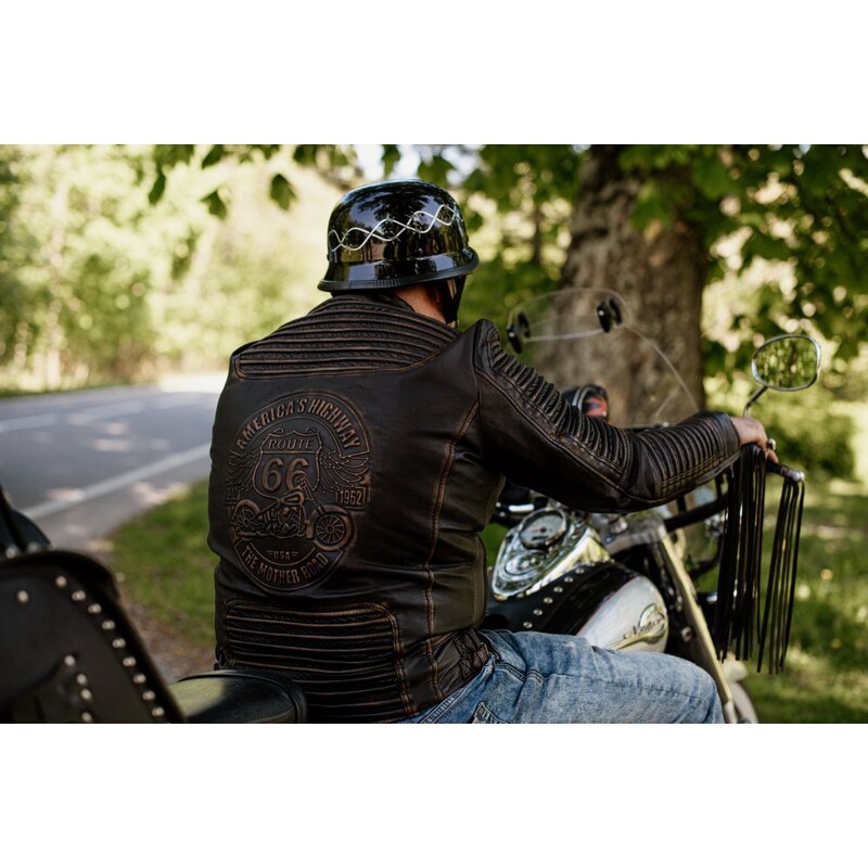 MAX Pánska kožená bunda Bond hnedá 50352594