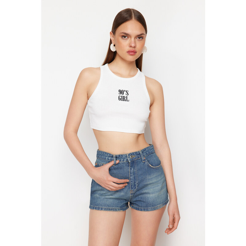 Trendyol Blue High Waist Denim Shorts 52714567