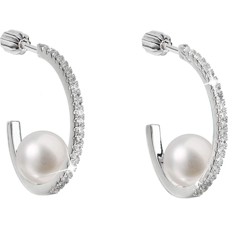 Evolution Group Strieborné náušnice kruhy s pravými perlami Pavona 66591799